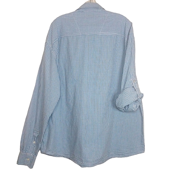 PD&C blue white check button up long sleeve shirt 2X xxl - Picture 3 of 11